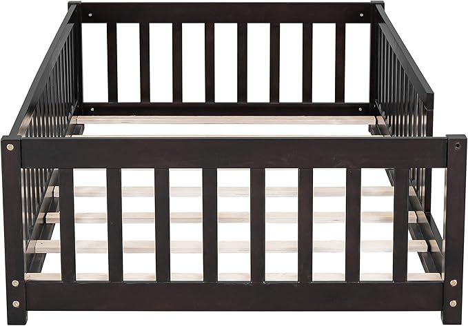 Bellemave Twin Size Kids Montessori Floor Bed,Twin Floor Bed Frame with Slats,Solid Wood Twin Bed Frame for Girls Boys,White
