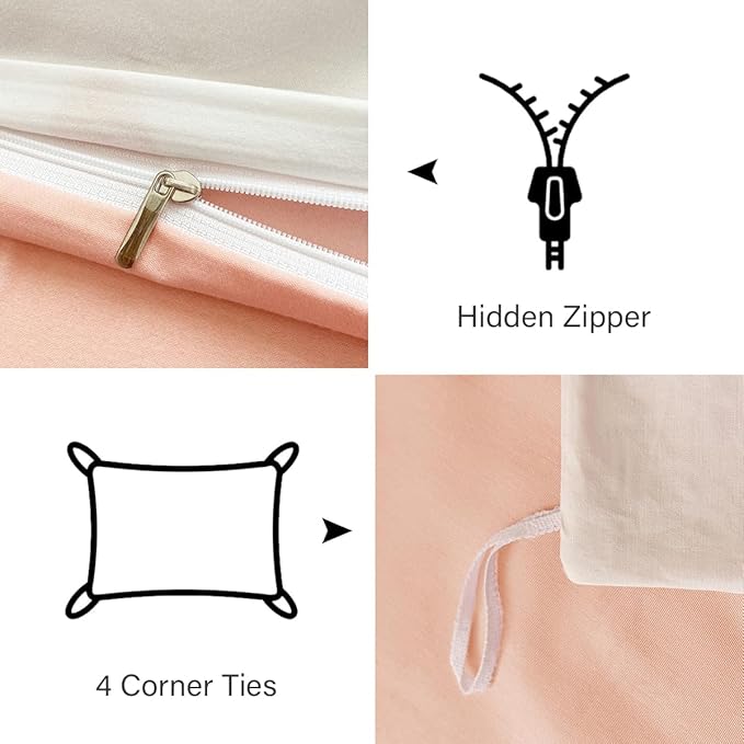 Blush Pink Duvet Cover Set Twin Heart Bedding Set Cute Love Heart Bedding 2Pcs Girls Reversible White Pink Duvet Cover with Zip and 1 Pillowcase（No Comforter）