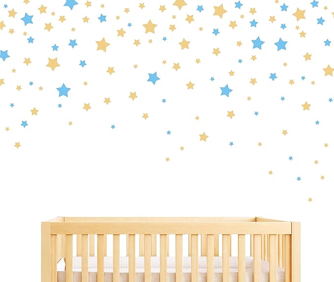 190 Pices Star Wall Decals, Matte Vinyl, Easy to Use, Removable for Kids' Bedroom, Home Decor Wall Stickers Y17 (Ice Blue, Matte Gold)