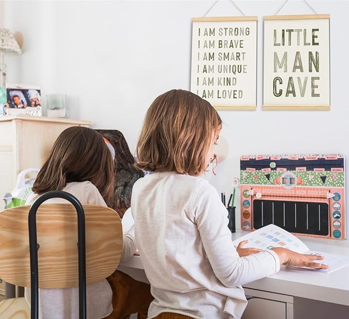 ULEGIE Boy Nursery Decor Posters Framed with Wood Hanger, Little Man Cave Sign for Boys Kids, Boys Room Decor, Toddler Room Decor, Positive Affirmations for Kids Decor, Art Prints for Nursery Playroom Bedroom, 2 Pack 12 x 16 Inches