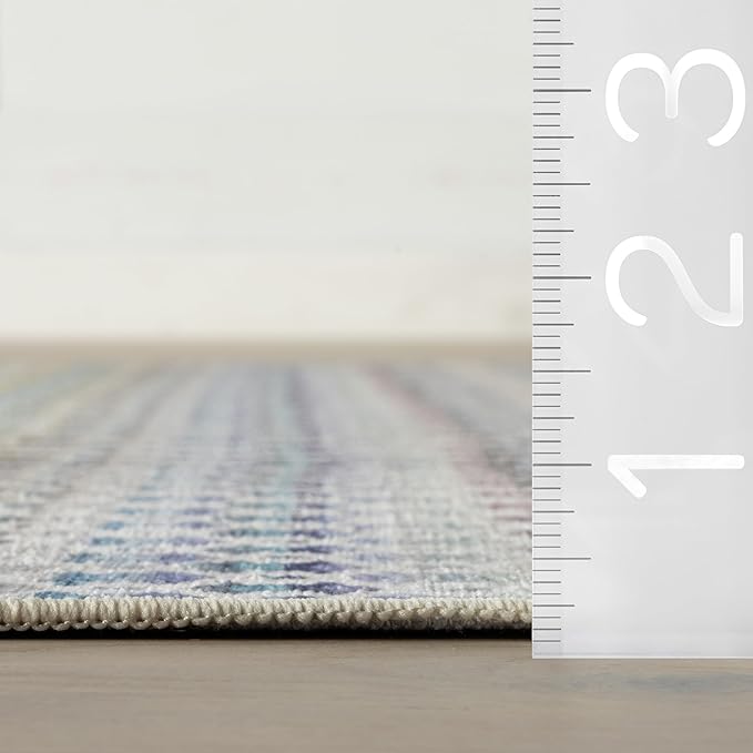 Dash & Albert Poppy Multi Machine Washable Rug, 5 X 8 Feet, Multicolored Geometric Pattern