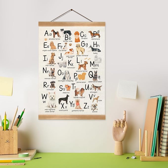 ZTGDA Alphabet Numbers Wall Art, Animal Alphaber&ABC Banner Poster, Letter Banner Wall Hanging Decor for Toddler Room Playroom Nursery Wall Classroom Decor 12x16inch(Forest animals ABC)