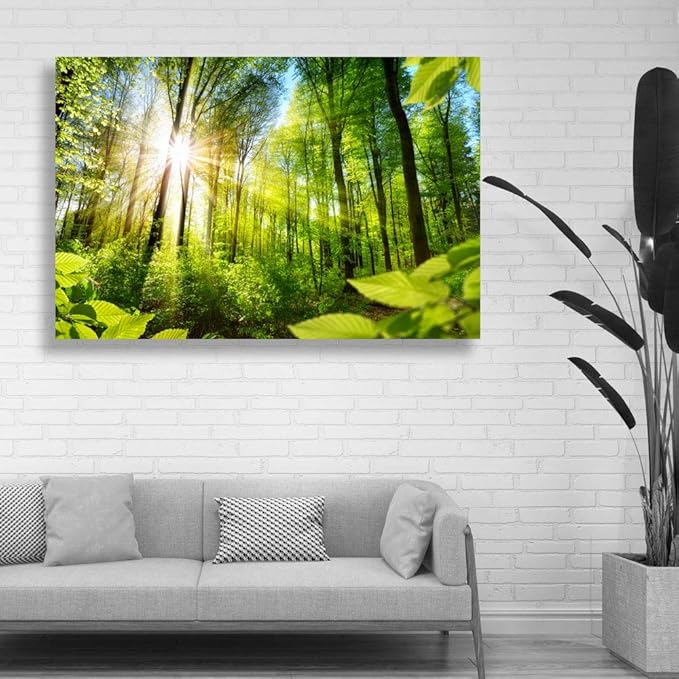 SIGNWIN-Canvas Wall Art-Sunshine in The Forest -Canvas Prints Home Artwork Decoration for Living Room,Bedroom - 12x18 inches