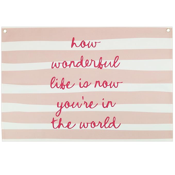 How Wonderful Life is Now-Rectangular Banner Flag Pennant Wall Art Decor Gift for Baby Boy Girl Kid,Nursery Classroom Homeschool Playroom Decor-Baby Present Shower,Birthday Christmas Gift