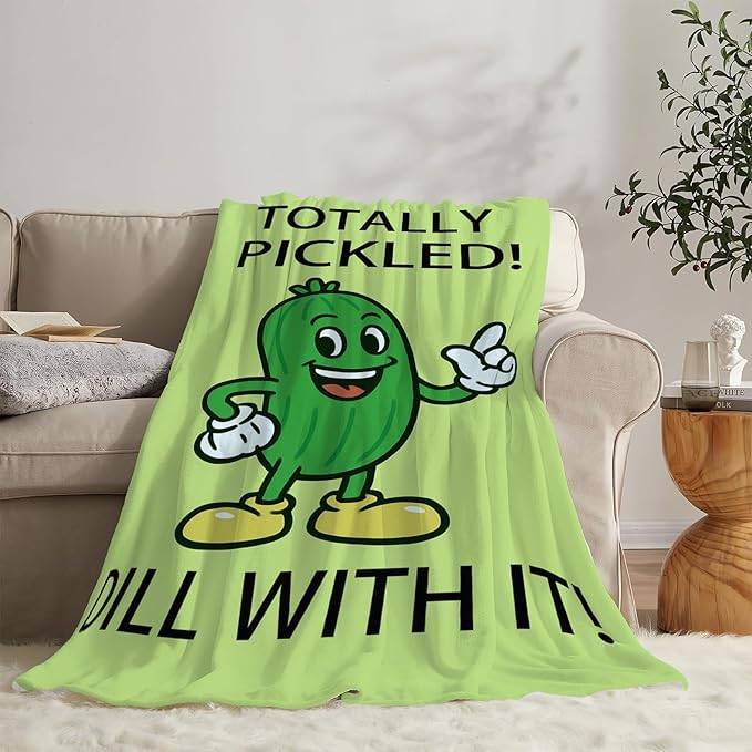Pickle Blanket Cute Pickle Throw Blanket Vegetable Soft Cozy Fleece Fuzzy Stuffed Plush Flannel Gifts for Girls Women Boys Kids Adults 60"X80"