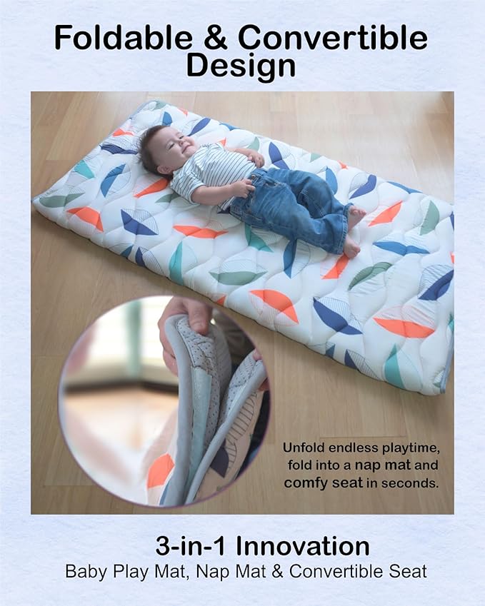 Discover The Pupilo 3-in-1 Baby Play Mat, Nap Mat & Toddler/Baby Seat– Surprising Thick Non-Slip Foam Mat. Quick and Easy Clean | Fits in Baby Playpen