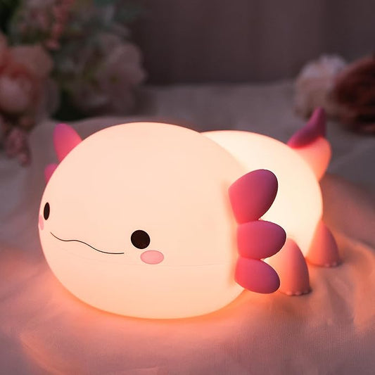 YuanDian Axolotl Night Light, Gift for Adults Teens and Babies. Decorate Kids' Bedroom with Cute Silicone Axolotl Nightlights, Christmas Birthday Gift for Children and Toddlers