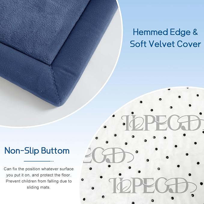 Baby Play Mat for Floor Tummy Time Mat Nursery Rug Muscle Mat Area Rug Playroom Rug Tatami Mat 13'1"x6'7" Memory Foam 1.3" Thick Crawling Mat for Babies,Toddlers, Infants, Kids,Floor Mat(Blue)