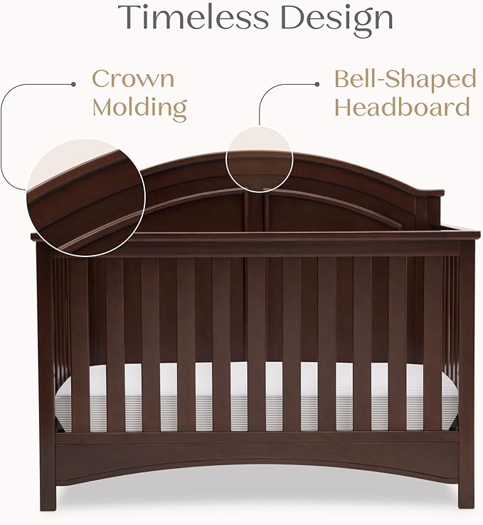 Delta Children Perry 6-in-1 Convertible Crib - Greenguard Gold Certified, Walnut Espresso