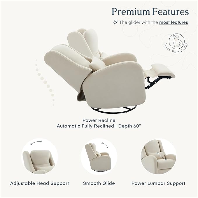Nurture& The Wingback Plus – Premium Power Recliner for Nursery | Ergonomic, Stain-Resistant Glider Chair with USB, Lumbar & Head Support – Modern Baby Room Essential