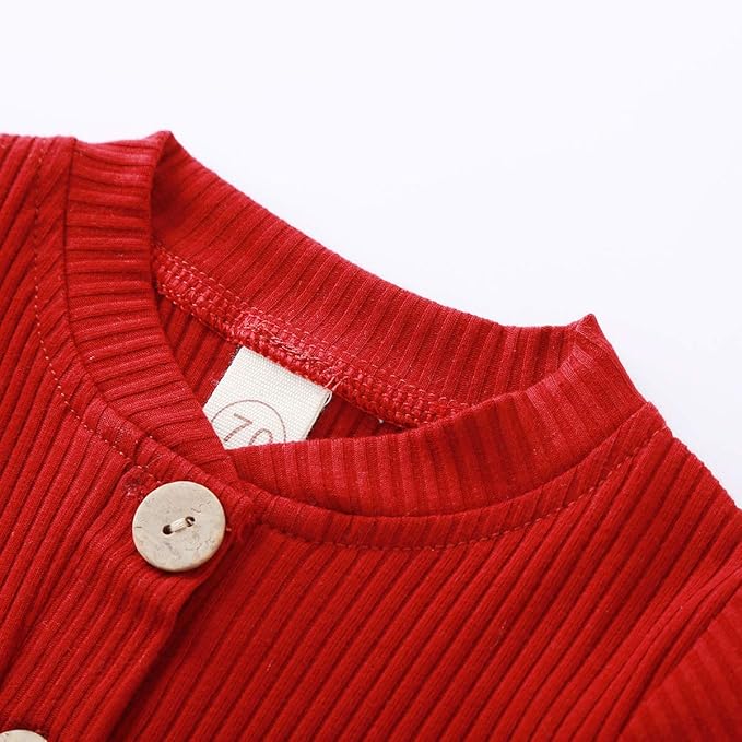 Newborn Baby Boy Girl Clothes Ribbed Knitted Cotton Long Sleeve Romper Long Pants Solid Color Fall Winter Outfits