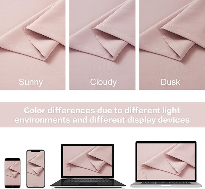 DUALIFE Cute Pink Room Darkenig Curtains 90 Inches Long - Rose Blush Curtains Blackout Pastel Pink Light Blocking Drapes for Girls Bedroom Nursery,52 by 90 Inch, 2 Panels, Back Tab/Rod Pocket