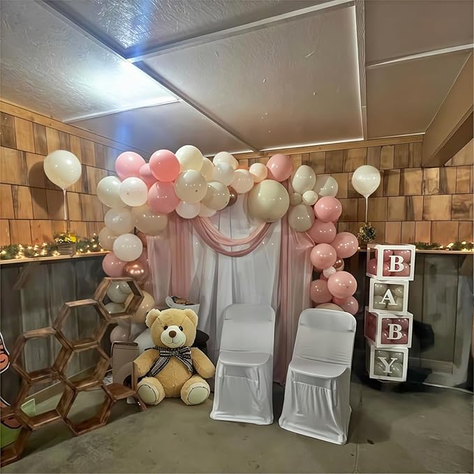Nude Dusty Pink Balloons Set, 60Pcs 12 Inch Retro Blush Pink Apricot Helium Balloon with Beige White Champagne Gold Latex Neutral Balloons for Birthday Wedding Baby Bridal Shower Party Decorations