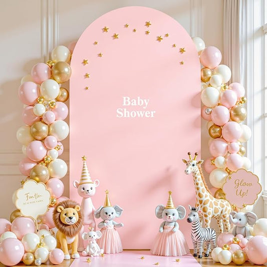 Dusty Rose Arch Backdrop Cover, 6.6FT Polyester Fitted Wedding Arch Stand Covers Round Top Chiara Stretchy Arch Backdrop Cover for Wedding Ceremony Birthday Party Baby Shower Banquet Decoration