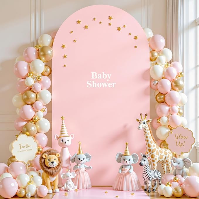 Dusty Rose Arch Backdrop Cover, 6FT Spandex Fitted Wedding Arch Stand Covers 2-Sided Round Top Chiara Arch Backdrop Cover for Wedding Ceremony Birthday Party Baby Shower Banquet Decoration