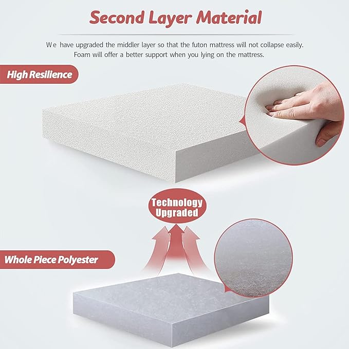 MAXYOYO Black Marble Printed Japanese Futon Floor Mattress, Thicken Sleeping Pad, Roll Up Camping Bed, Folding Couch Topper for Guests, Queen Size
