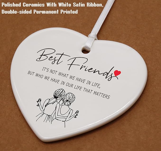 Heart Shaped Christmas Ornament-Friendship Gift-Best Friend BFF Thanksgiving Birthday Leaving Present for Bestie Women-It’s Not What We Have in Life Keepsake with Gift Box