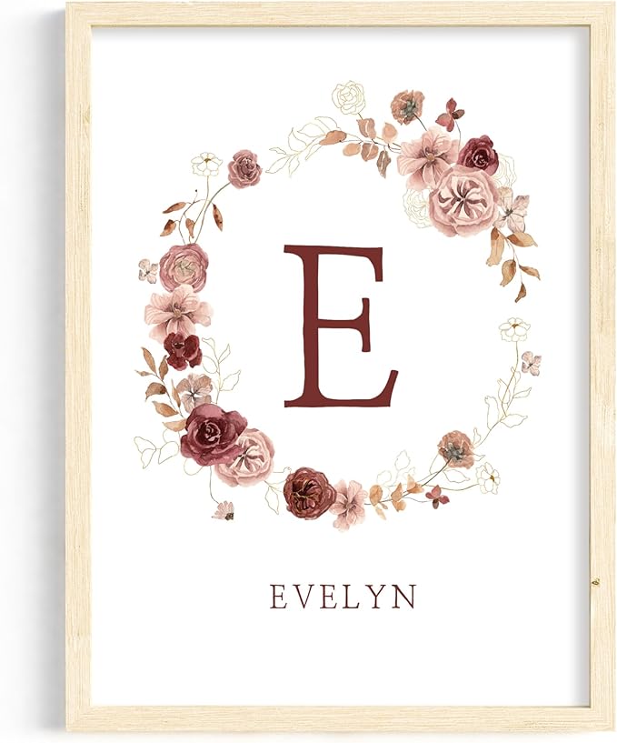 Personalized Name Flower Nursery Wall Art Prints, Crib & Nursery décor, Newborn Baby Girl Gift Present, Floral Baby Girl Room Pictures, Poster For Baby And Kids (1 Print, Flower 1)