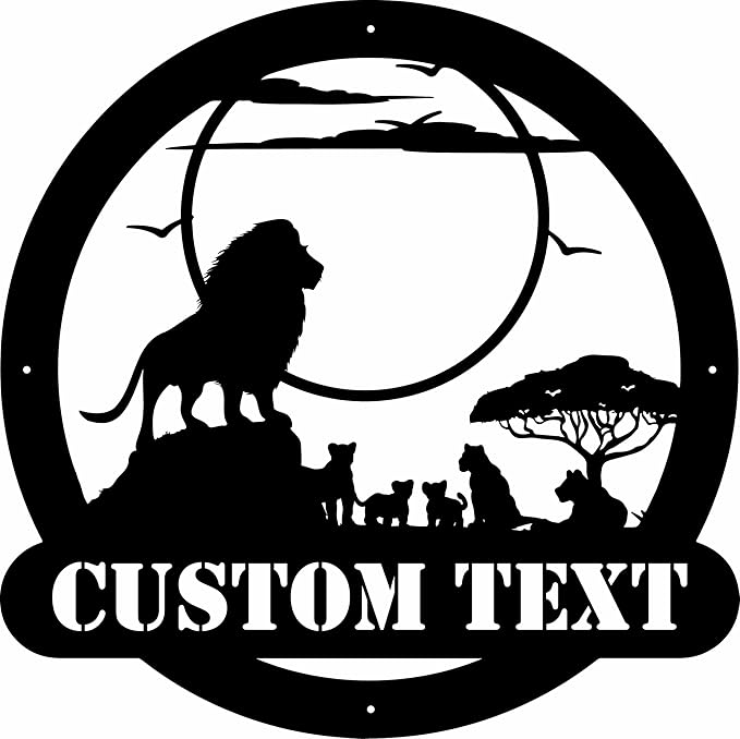 Custom Signs Outdoor Metal, Last/Family Name Signs for Home, Lions Decor for Home, Black Wall Art Indoor or Outdoor, Personalized Birthday/Housewarming Gift for Dad, Father’s Day Gift