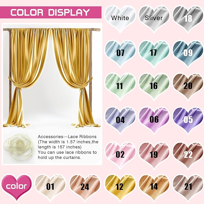 20x10ft Polyester Backdrop Gold Wedding Curtains Drapes Curtains Panels with Rod Pockets for Arch Party Stage Ceremony Photography Background Decoration W5' x H10'4 Panels YUNBSDJ070