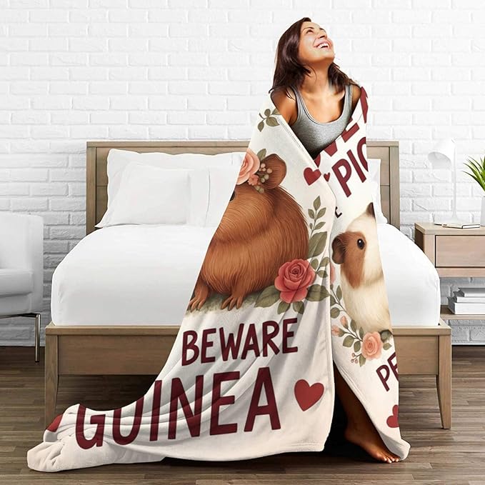 Cute Guinea Pig Throw Blanket Soft Cozy Fleece Fuzzy Plush Guinea Pig Warm Stuff Bedding Animal Blanket Gifts for Boys Girls Kids Adult Men Women 40"X50"