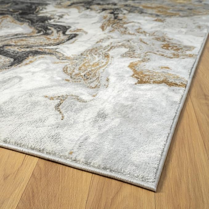 LUXE WEAVERS Marble Swirl Abstract Area Rug, Smoke 6x9