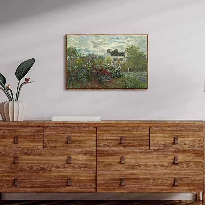 OIQArtOIQ Vintage Landscape Canvas Wall Art Framed Natural Scenery Painting Artwork Prints France Country Wilderness Farmhouse Decor Pictures Kitchen Bedroom Living Room Bathroom
