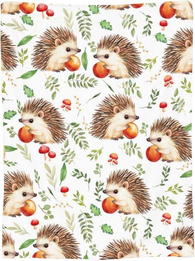 Hedgehog Blanket Cute Animal Throw Blanket Flannel Stuff Merch Cozy Decor Fleece Plush Fuzzy Warm Soft Lightweight Bedding Gifts for Hedgehog Lover Women Men Girl Boy Couch 50"X40"