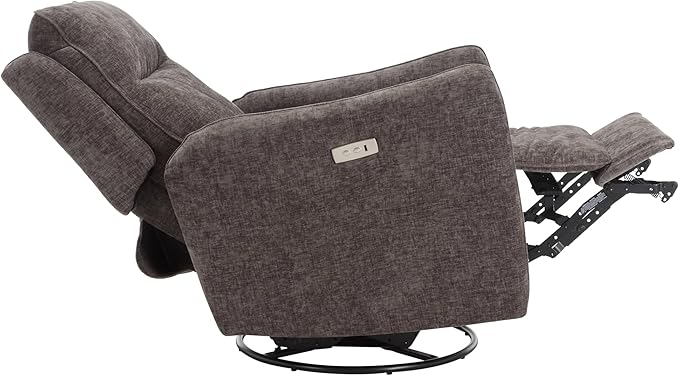 MINCETA Power Recliner Chairs,Modern Upholstered 270 Swivel Nursery Rocker Glider Recliner for Living Room,Set of 2,Chenille Velvet in Dark Gray