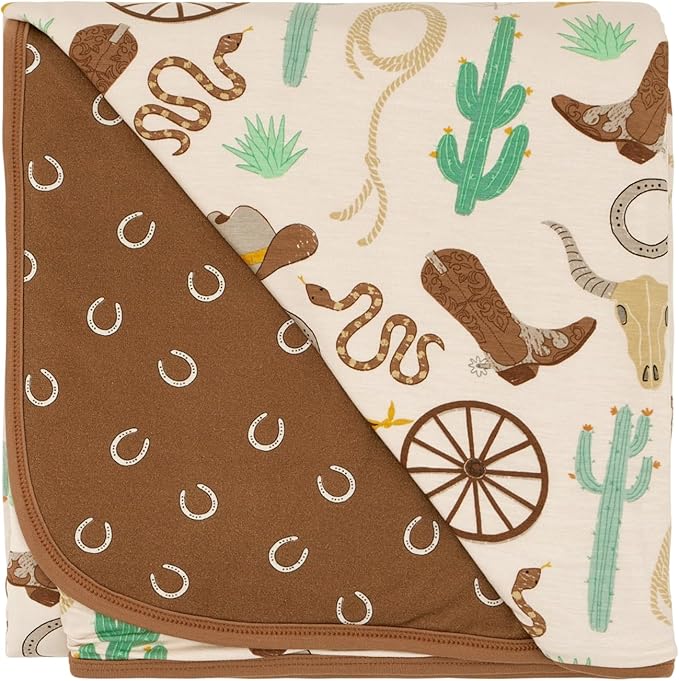 Little Sleepies Cloud Blanket, Soft Viscose from Bamboo Toddler & Baby Blanket for Boys & Girls, Lightweight, Perfect for Hot Sleepers, 50" x 50", Large (Caramel Ready to Rodeo)