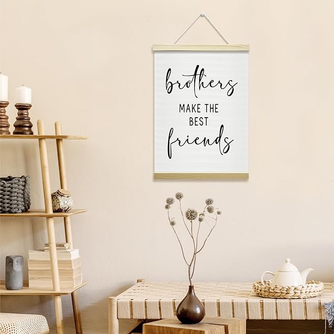 Nopoben Brothers Poster Hanger Frame - Brothers Make the Best Friends, Kids Room Wall Art With Wooden Poster Hanger, Playroom Boys Bedroom Game Room Decor(12x16 Inches)-06