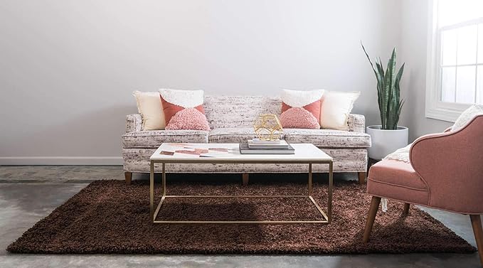 Unique Loom Solid Shag Collection Area Rug (3' 3" x 5' 3" Rectangle, Chocolate Brown)