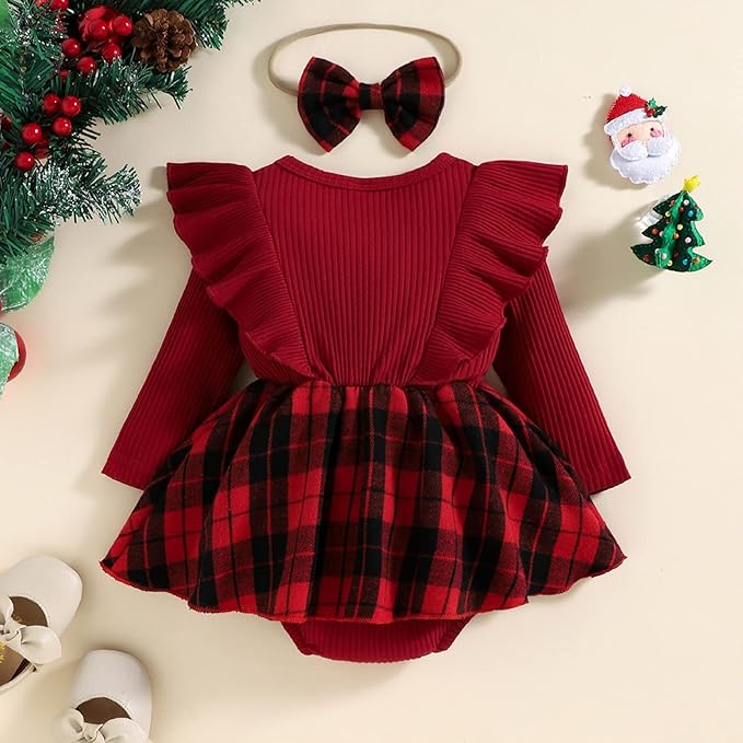 Giraropa Baby Girl Fall Winter Clothes Long Sleeve Romper Dress + Socks + Headband Newborn Infant Cute Casual Outfits