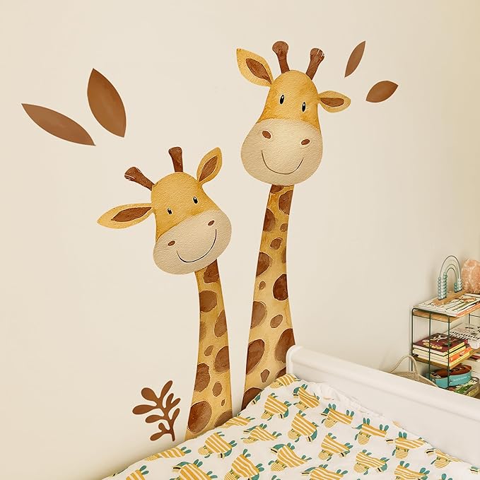 Giraffe Wall Decal,Cute Colorful Safari Animal Giraffe Wall Stickers Decoration for Kindergarten, Nursery, Boys and Girls Bedroom Wall Decoration