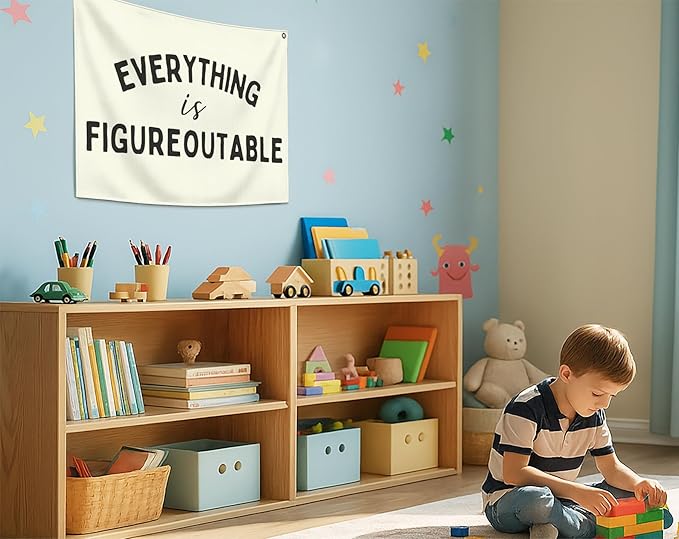 Positive Affirmations Rectangular Banner Flag Wall Decor Gift for Baby Boy Girl Kids Teen,Nursery Playroom Reading Room Bedroom Decor-Everything Is Figureoutable-Baby,Shower Birthday Christmas Gift