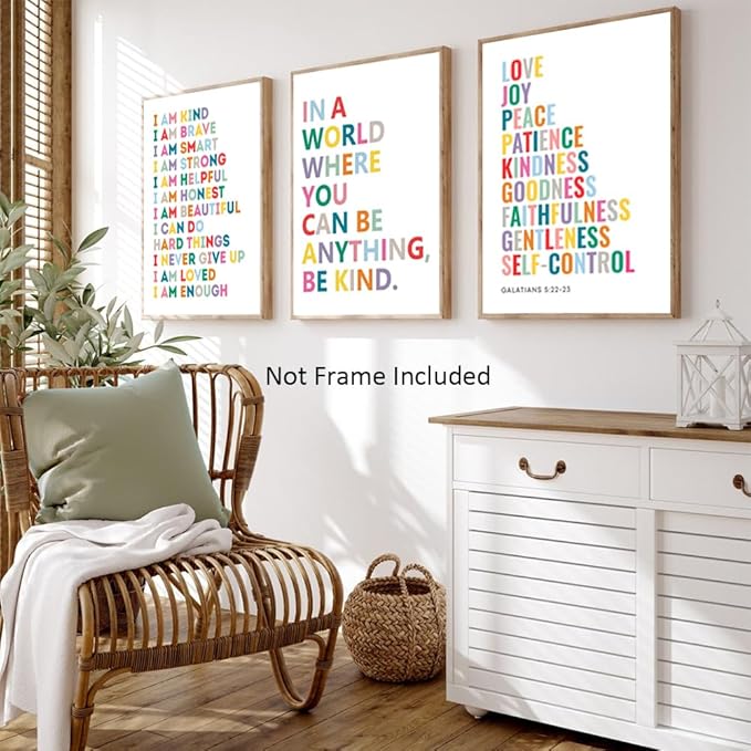 LUHDFYS Kid Affirmations Encourage Poster and Prints Colorful Wall Art Kids Bedroom Sign Nursery Playroom Canvas Wall Art Decor Unframed(16X24Inch Unframed)