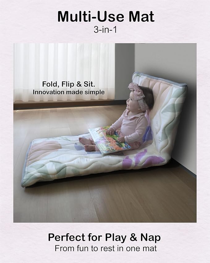 Discover The Pupilo 3-in-1 Baby Play Mat, Nap Mat & Toddler/Baby Seat– Surprising Thick Non-Slip Foam Mat. Quick and Easy Clean | Fits in Baby Playpen