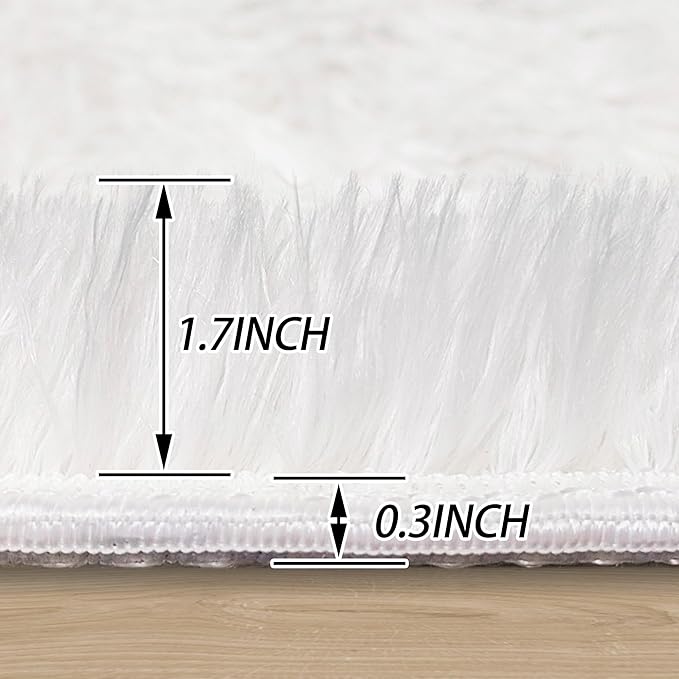 3 ft Small White Round Rug for Bedroom,Tie Dyed Soft Shaggy Circle Rug Fluffy Plush Round Carpet for Kids Girls Boys Room Baby Nursery Living Room Playroom Home Decor