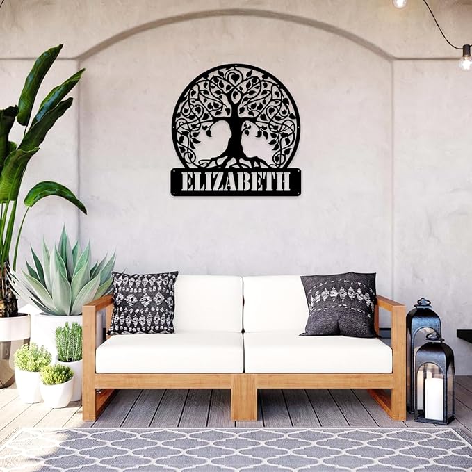 Custom Signs Outdoor Metal, Personalized Tree of Life Metal Wall Art, Personalized Family Name Sign, Monogram Decor for Home, Personalized Christmas/Wedding/New Home Gift