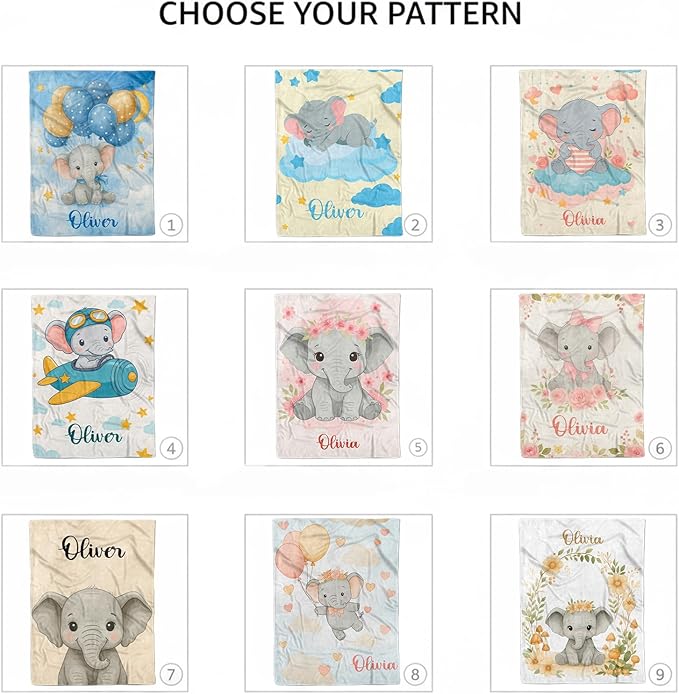 Personalized Baby Blanket for Boys Girls, Custom Name Blanket with Name, Printed in USA, Soft Blankets for Newborn, Customized Gifts for Baby Shower Birthday Christmas, Ship Next Day