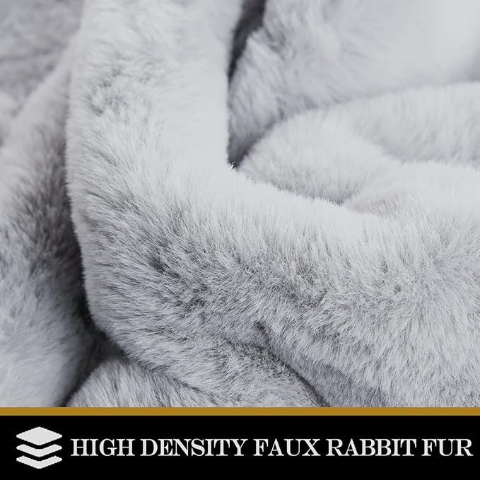 Latepis Area Accent Rug 2x4 Grey Furry Rug Washable Faux Fur Fluffy Shag Rugs Plush Shaggy Soft Rabbit Rugs for Playroom Sofa Bedroom Nursery Room Sheepskin