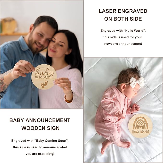 Pregnancy Announcement, Coming Soon Baby Announcement For Grandparents Dad Husband Family, Pregnancy Reveal Ideas, Gender Reveal Baby Shower Gifts -Felt Letter Board, Onesie, Booties, Wooden Sign