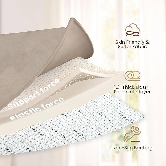 Baby Play Mat for Floor,1.3" Thick Elasti-Foam 50"×74" Playpen Mat for Tummy Time,Water Repellent Soft Coral Velvet for Toddler,Infant,Kids,Non-Slip Backing Safe for Crawling(Beige)