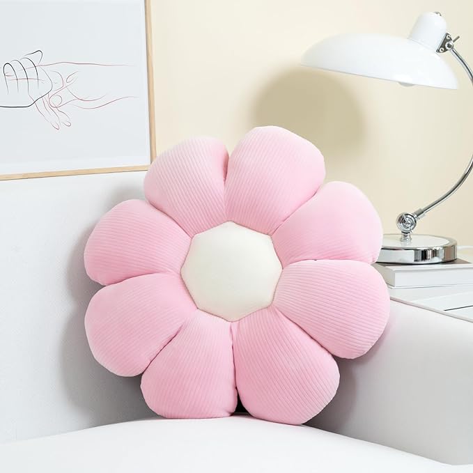 sioloc Flower Pillow,Flower Shaped Throw Pillow Butt Cushion Floor Pillow,Seating Cushion,Cute Room Decor & Plush for Bedroom Sofa Chair(Blush,23.6'')