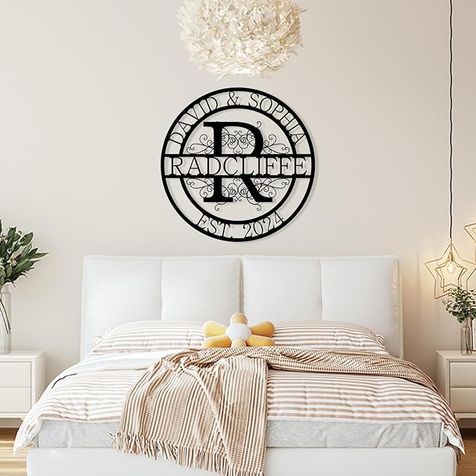 Personalized Metal Signs | Split Monogram Letter with Name | Custom Outdoor Metal Sign | Home Decor Sign | Personalized Family Name Sign | Housewarming Gift for Couples | Monogram Wall Decor