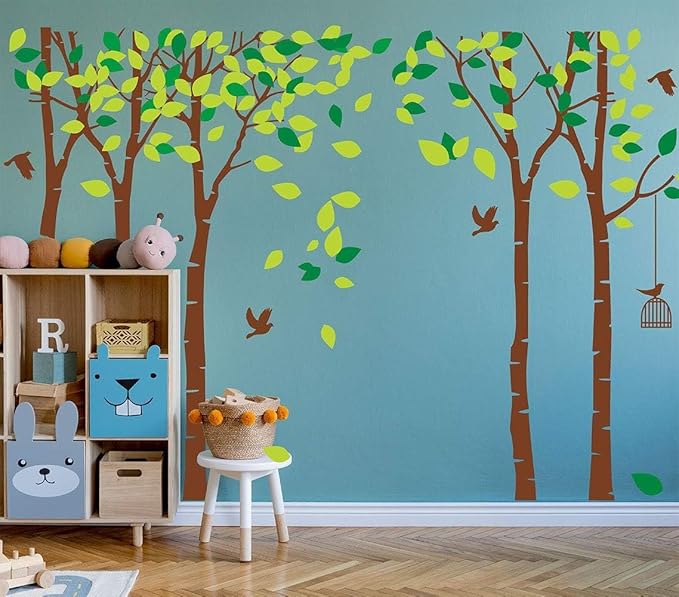Giant Jungle Tree Wall Decal Tree Wall Sticker Removable Vinyl Sticker Mural Art Kids Room Nursery Bedroom Living Room Decoration (103.9x70.9)
