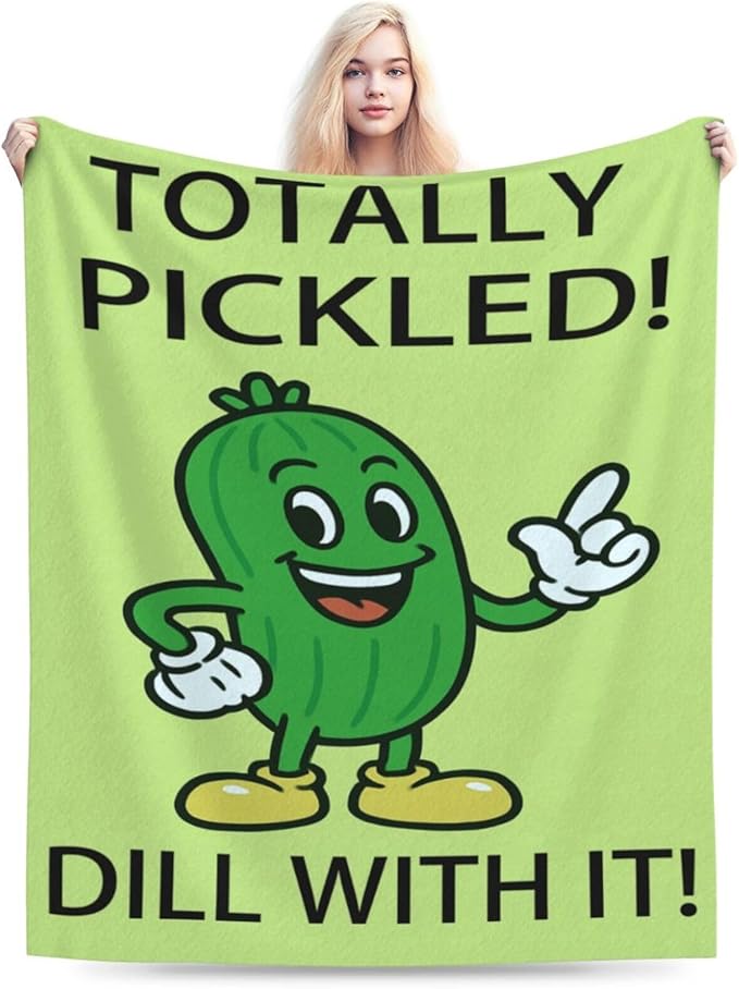 Pickle Blanket Cute Pickle Throw Blanket Vegetable Soft Cozy Fleece Fuzzy Stuffed Plush Flannel Gifts for Girls Women Boys Kids Adults 40''x50''
