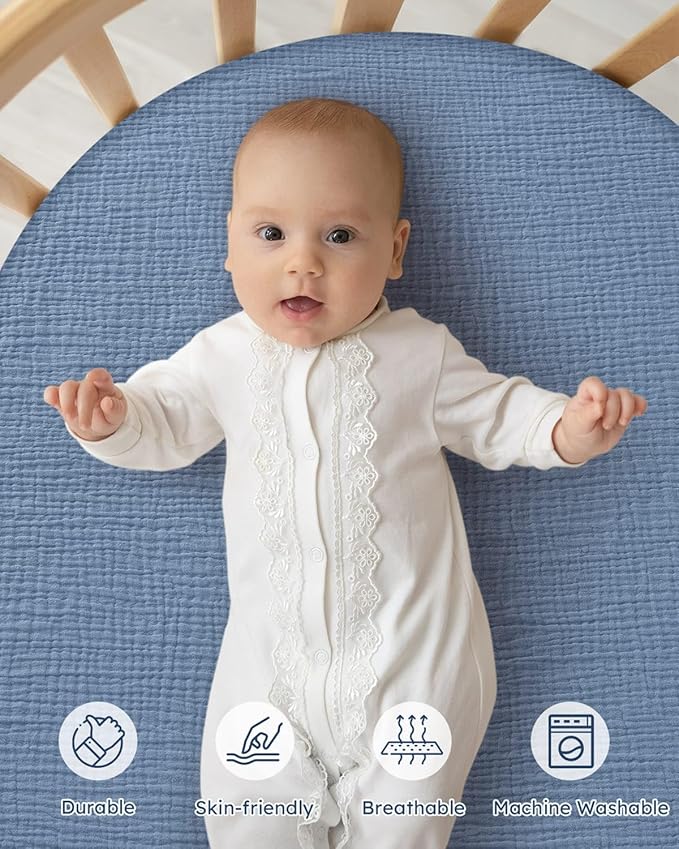 Yoofoss Muslin Baby Bassinet Sheets Boys Girls, Organic Fitted Bassinet Mattress Sheets Compatible with Halo Bassinest Swivel Sleeper,Baby Delight, Angelbliss, Soft, Breathable, Durable