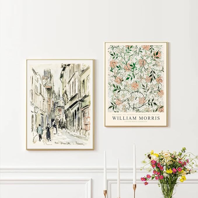 uniro Sage Green Eclectic Wall Art Prints, 9 Pcs Matisse Wall Art Exhibition Posters for Room Aesthetic, Van Gogh William Morris Matisse Picasso Green Eclectic Gallery Wall Decor, Maximalist Canvas