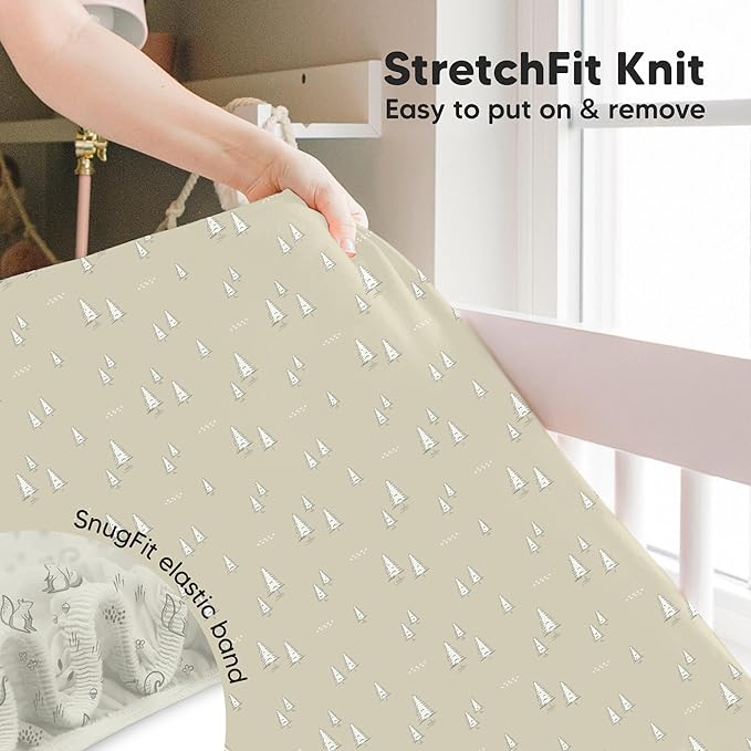KeaBabies 2-Pack Baby Crib Sheets for Boys, Girls - 52x28 Viscose Derived from Bamboo Toddler Bed Sheets Neutral, Fitted Crib Mattress Cover for Standard Baby Bedding, Soft & Cozy (Pine Grove)
